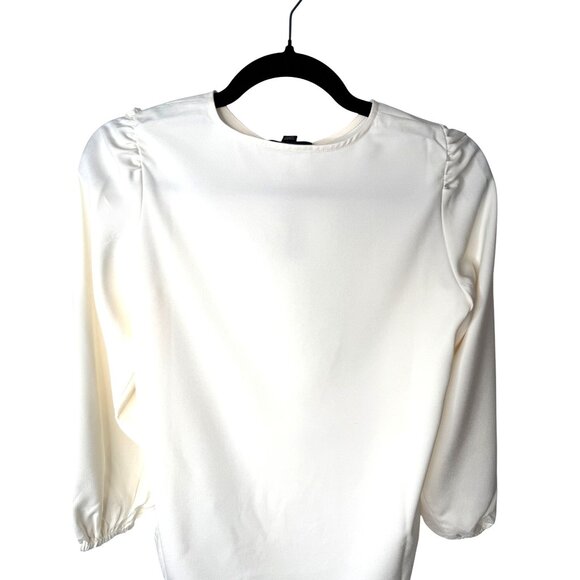 J.Crew XXSP NWT Cream Blouse Puff Sleeves - Picture 13 of 14